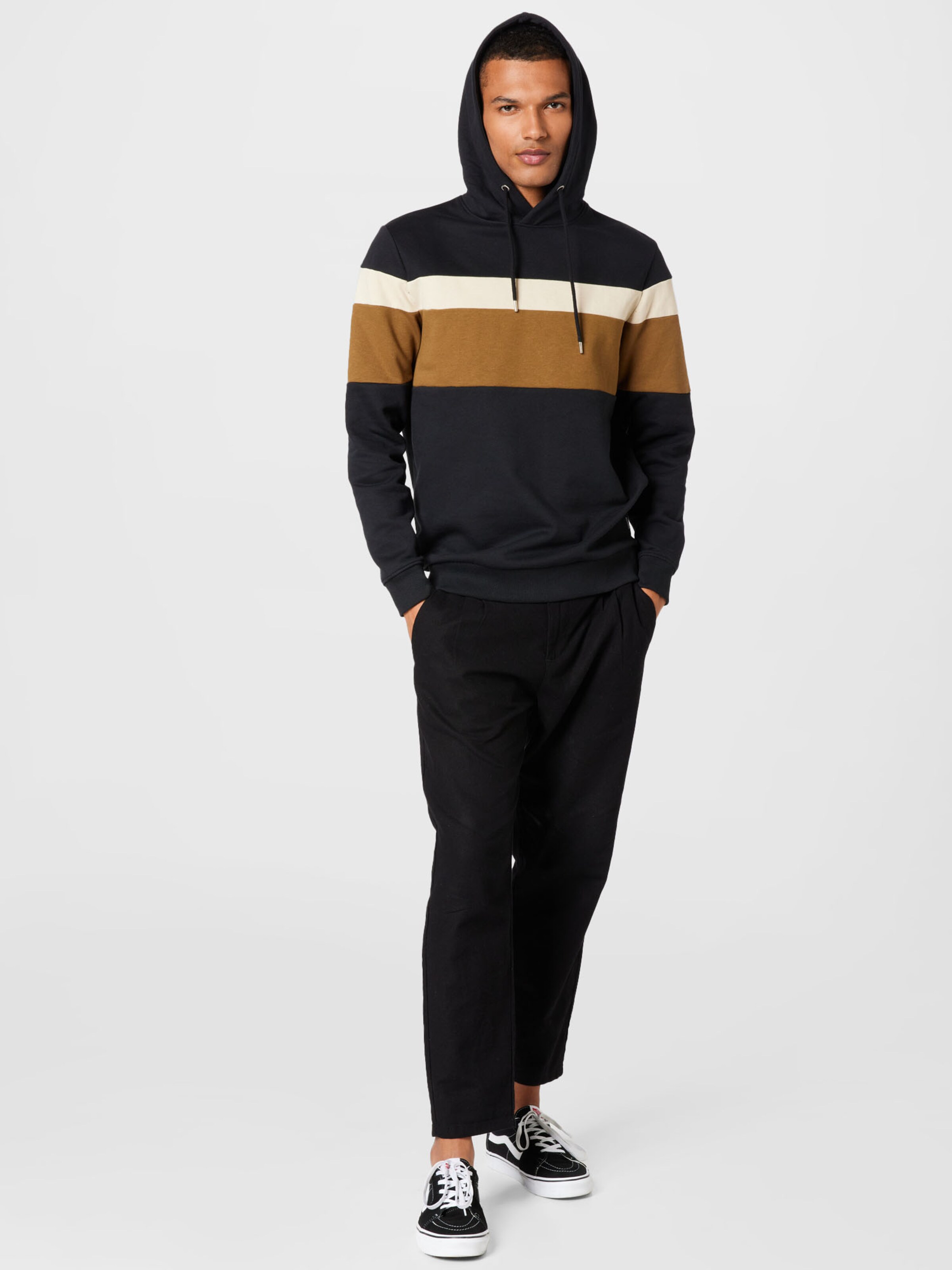 Männer Sweat Solid Sweatshirt 'Johan' in Schwarz - SQ16855 Männer Sweat Solid Sweatshirt 'Johan' in Schwarz - SQ16855