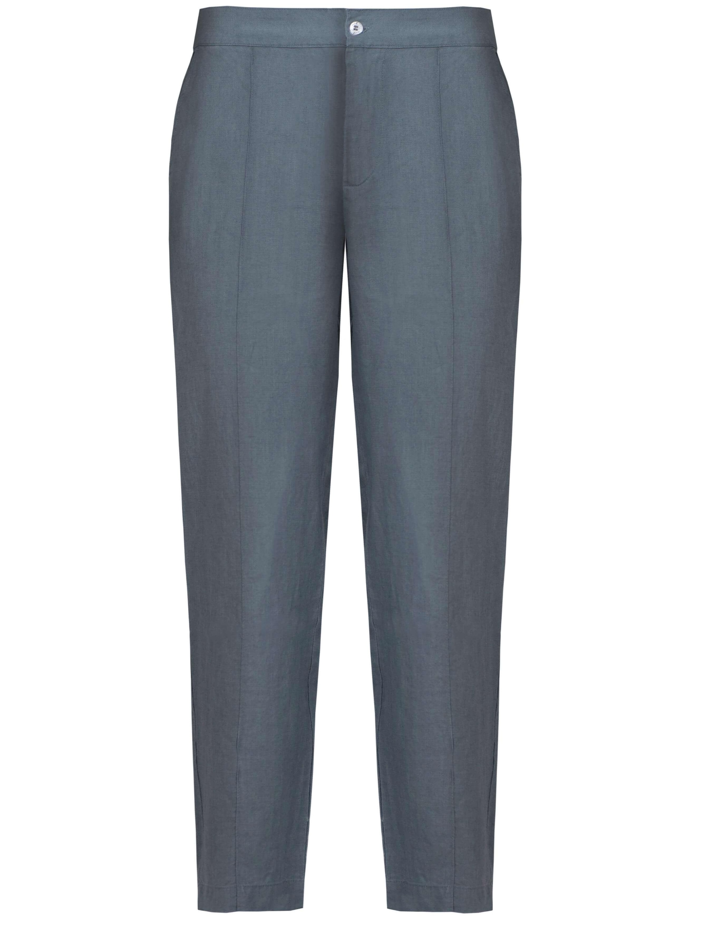 Regular Pantalon 'Linen Home Office Trousers Unisex' HACOY en gris : devant