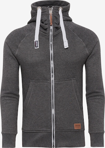 yazubi Zip-Up Hoodie 'Jacob' in Grey: front