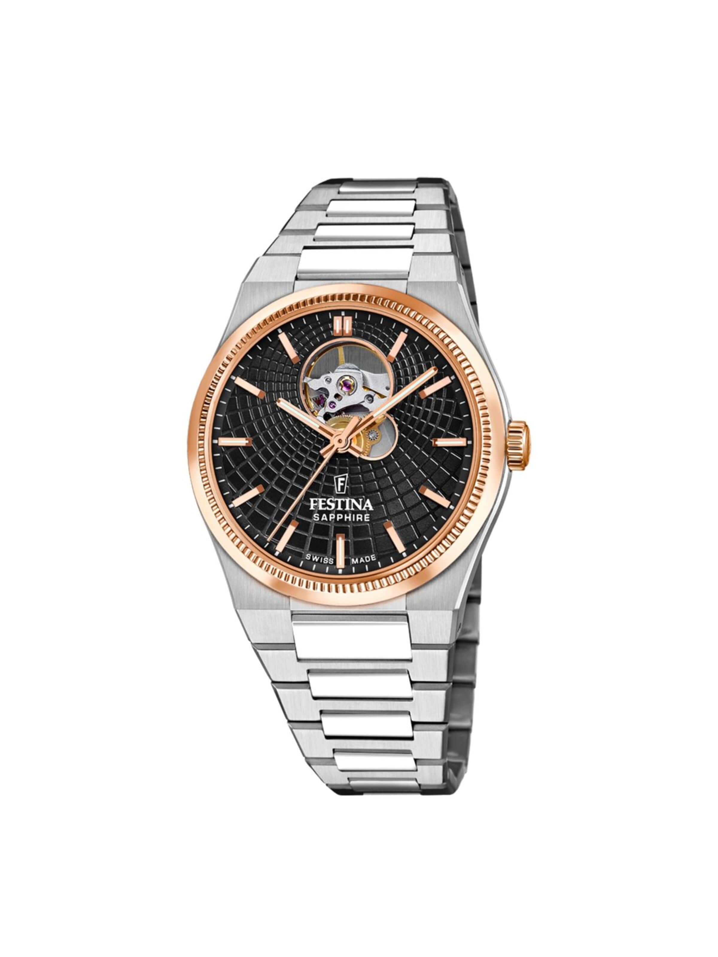 FESTINA Analoog horloge 'Automatic watch Rivé Swiss Made' in Zwart: voorkant