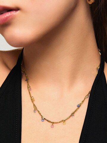 ØYRE Łańcuszek 'Twisted Chain with Pastel Bead Drops' w kolorze złoty