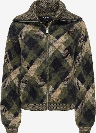 ONLY Strickjacke 'ONLMaroon' in beige / navy / oliv, Produktansicht