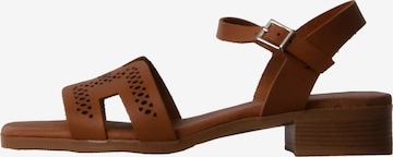 Oh my Sandals Sandały 'Leder-Sandalen mit Absatz' w kolorze brązowy: przód