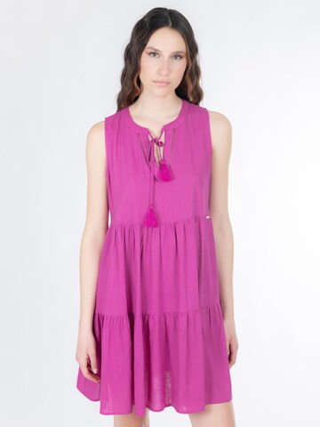 Influencer Šaty 'Tiered' - Fialová