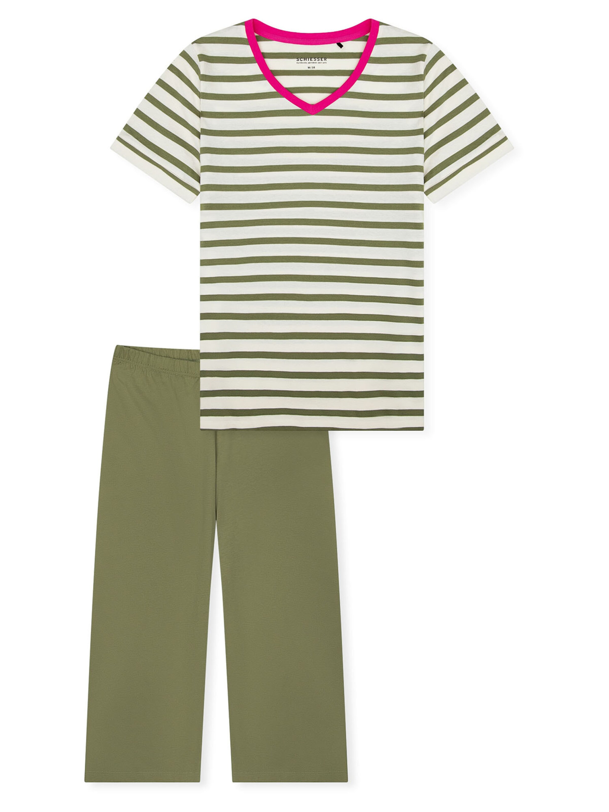 SCHIESSER Pajama ' Casual Essentials ' in Green: front