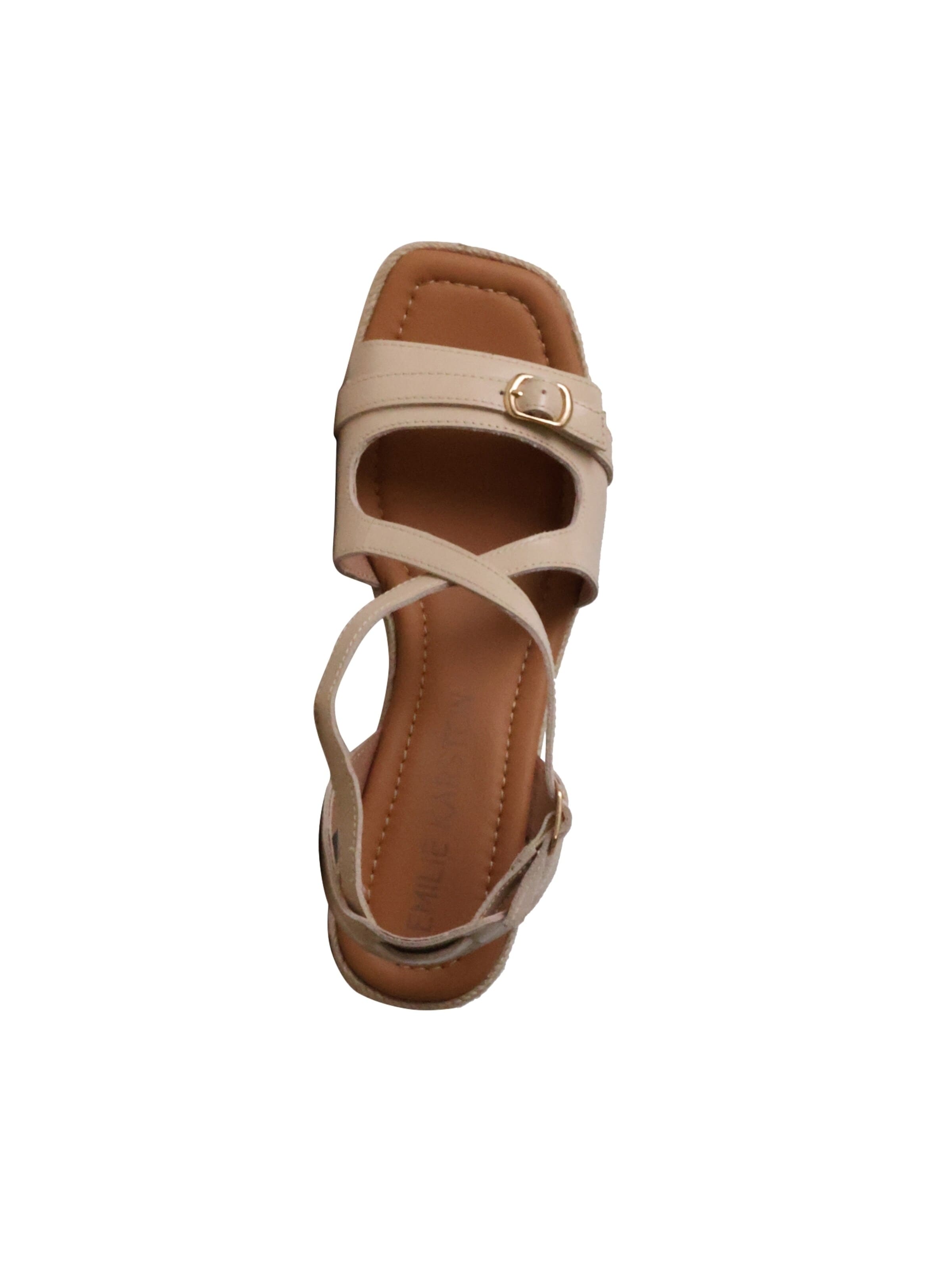 Sandales 'Napolie-Sandalen mit Keilabsatz aus Leder' Emilie Karston en beige