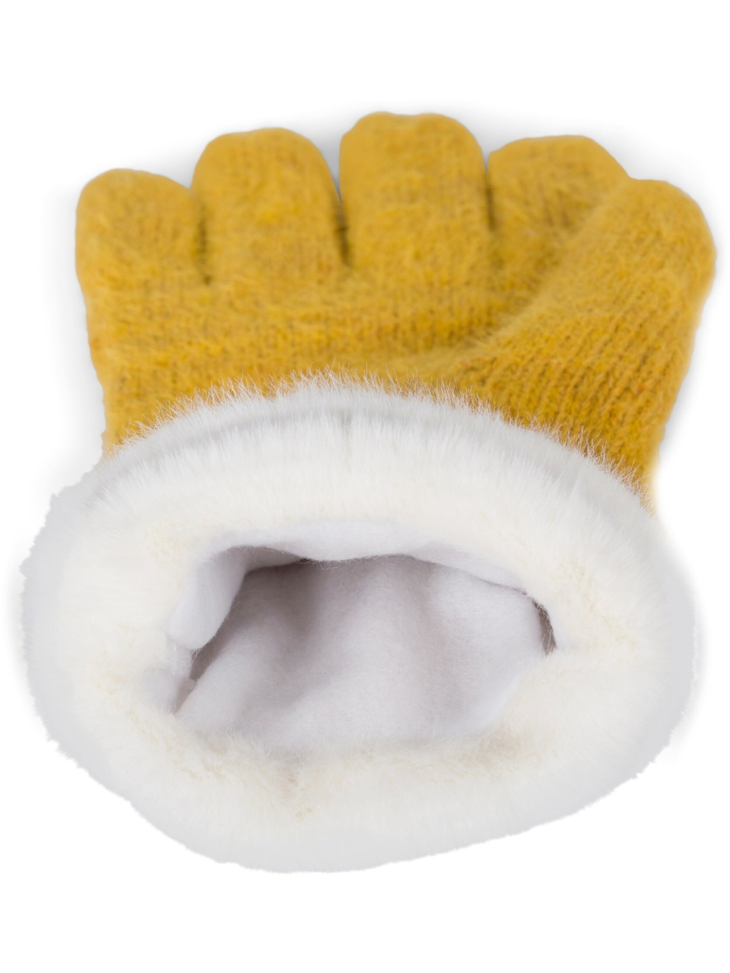 styleBREAKER Fingerhandschuhe 'Strickhandschuhe mit Reiskornmuster und Fleece'‌‌‌‌‌‌ in Gelb
