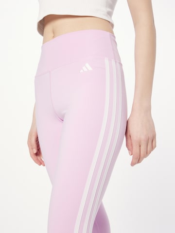 ADIDAS PERFORMANCE Skinny Workout Pants 'Train Essentials 3-Stripes High-Waisted' in Purple