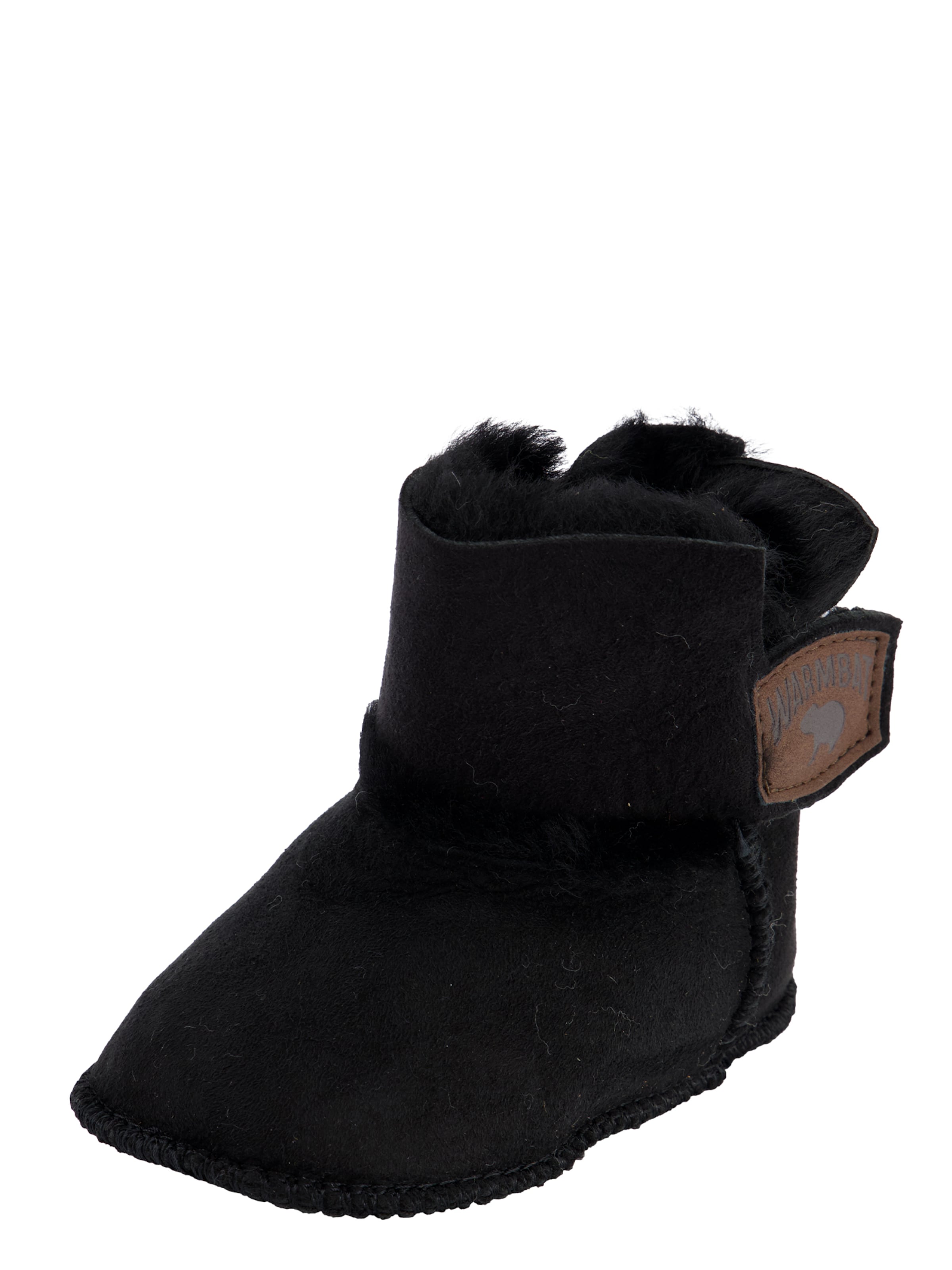 Warmbat Newborn ' Hay Baby Bootie ' in Black: front