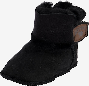 Warmbat Newborn ' Hay Baby Bootie ' in Black: front