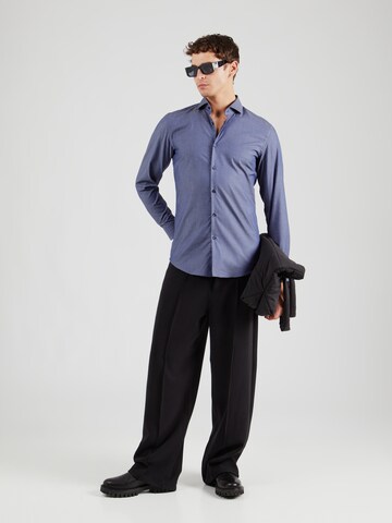 HUGO Slim fit Button Up Shirt 'Kason' in Blue