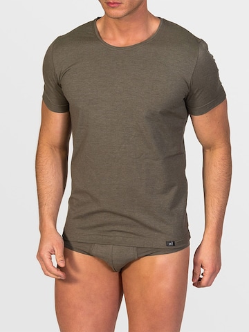 zd ZERO DEFECTS Undertrøje 'Crew-Neck T-shirt Soya Yarn' i grøn: forside