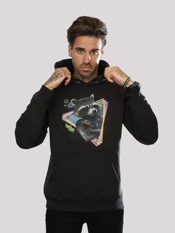 F4NT4STIC Sweatshirt 'Marvel Guardians of the Galaxy Neon Rocket' in Zwart: voorkant
