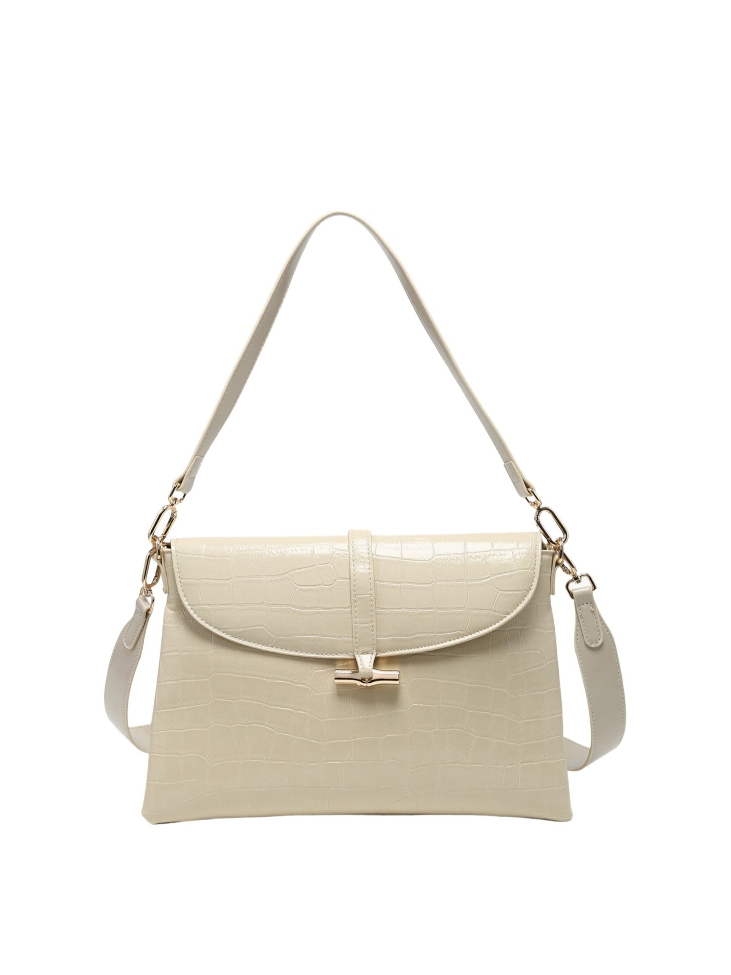 Borsa a mano 'Borsa a mano donna Kassandra Véloure - Poliuretano effetto coccodrillo' di Kassandra in beige: frontale