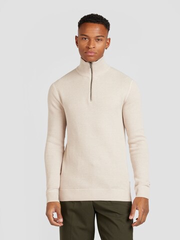 JACK & JONES Пуловер 'JPRBLUCHRISTER' в бежово: отпред