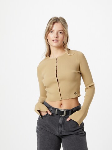 Calvin Klein Jeans Вязаная кофта в Бежевый: спереди