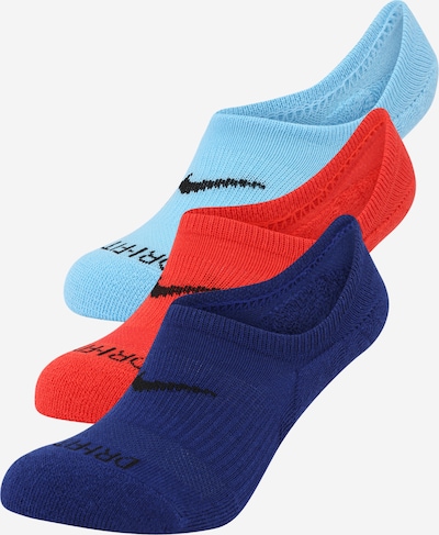 NIKE Chaussettes de sport en marine / bleu clair / rouge orangé / noir, Vue avec produit