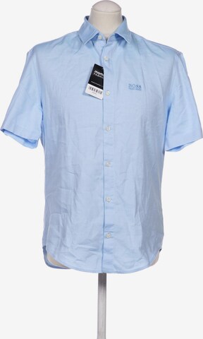 BOSS Green Button Up Shirt in M in Blue: front