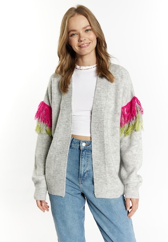 IZIA Knit cardigan 'Hoona' in Grey: front