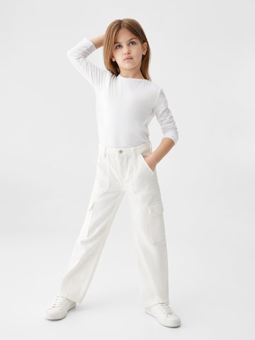 MANGO KIDS Loosefit Jeans i vit