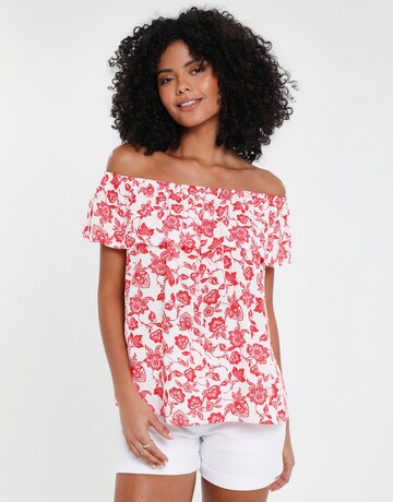 Threadbare Blouse 'THB Coronation Bardot Top' in Red: front