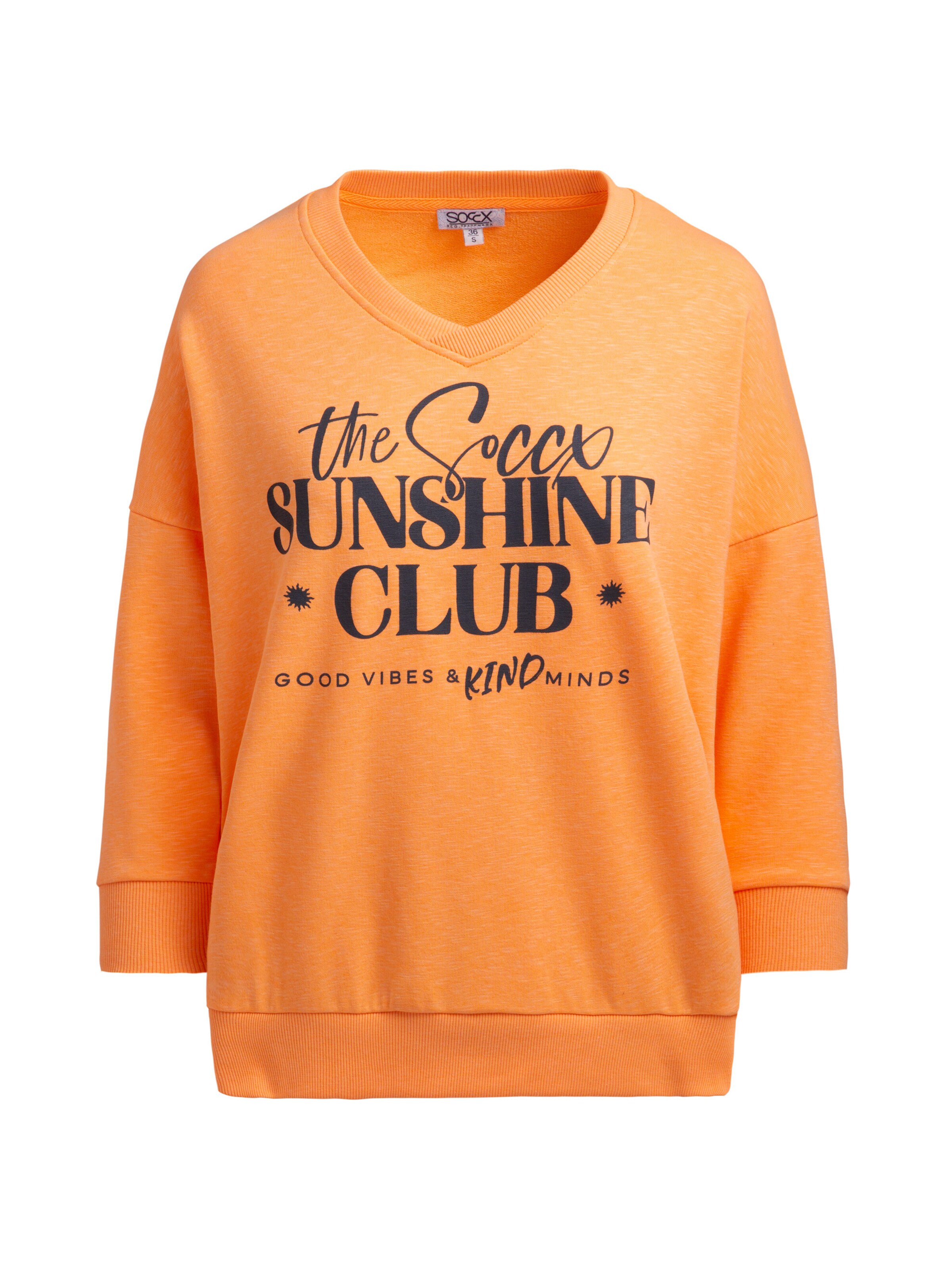 Soccx Sweatshirt mit V-Ausschnitt und Frontprint in Orange: Vorderseite