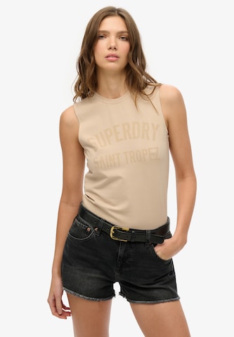 T-shirt fonctionnel Superdry en beige : devant