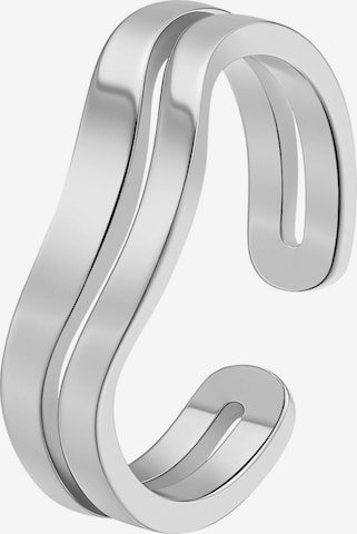 Hey Happiness Ring 'Wave Open' in Silber: Vorderseite