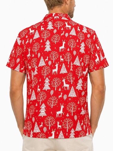 Regular fit Camicia 'Christmas Reindeer Allover' di King Kameha in rosso