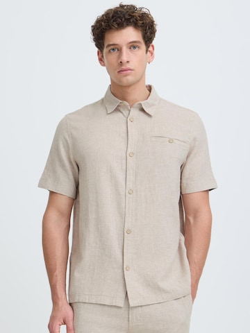 INDICODE JEANS Regular Fit Leinenhemd ' IDTropelo ' in Beige: Vorderseite