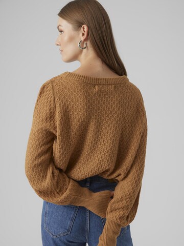 VERO MODA Trui 'WAFFY' in Bruin