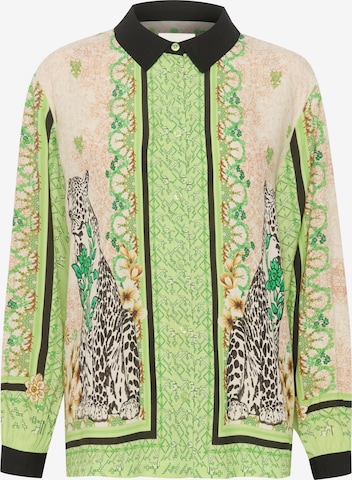 Cream Blouse 'Anit' in Groen: voorkant