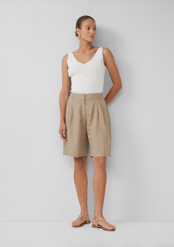 s.Oliver BLACK LABEL Wide leg Bandplooibroek in Beige: voorkant