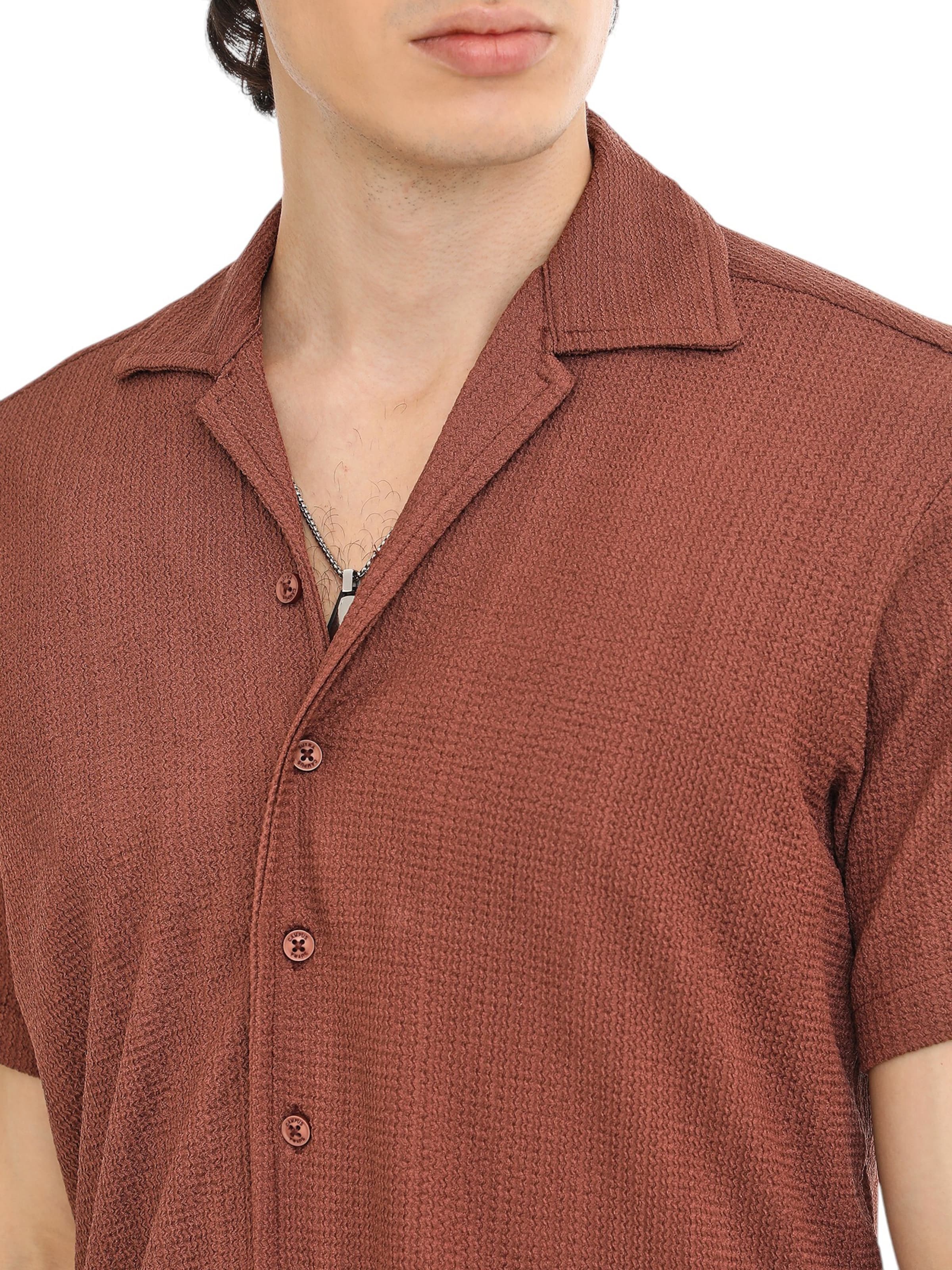 Campus Sutra Comfort Fit Košeľa 'Tanzi' - Hnedá