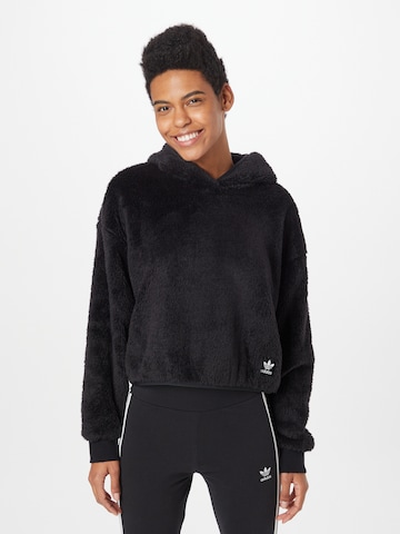 Sweat-shirt 'Essentials+ Fluffy Teddy' ADIDAS ORIGINALS en noir : devant