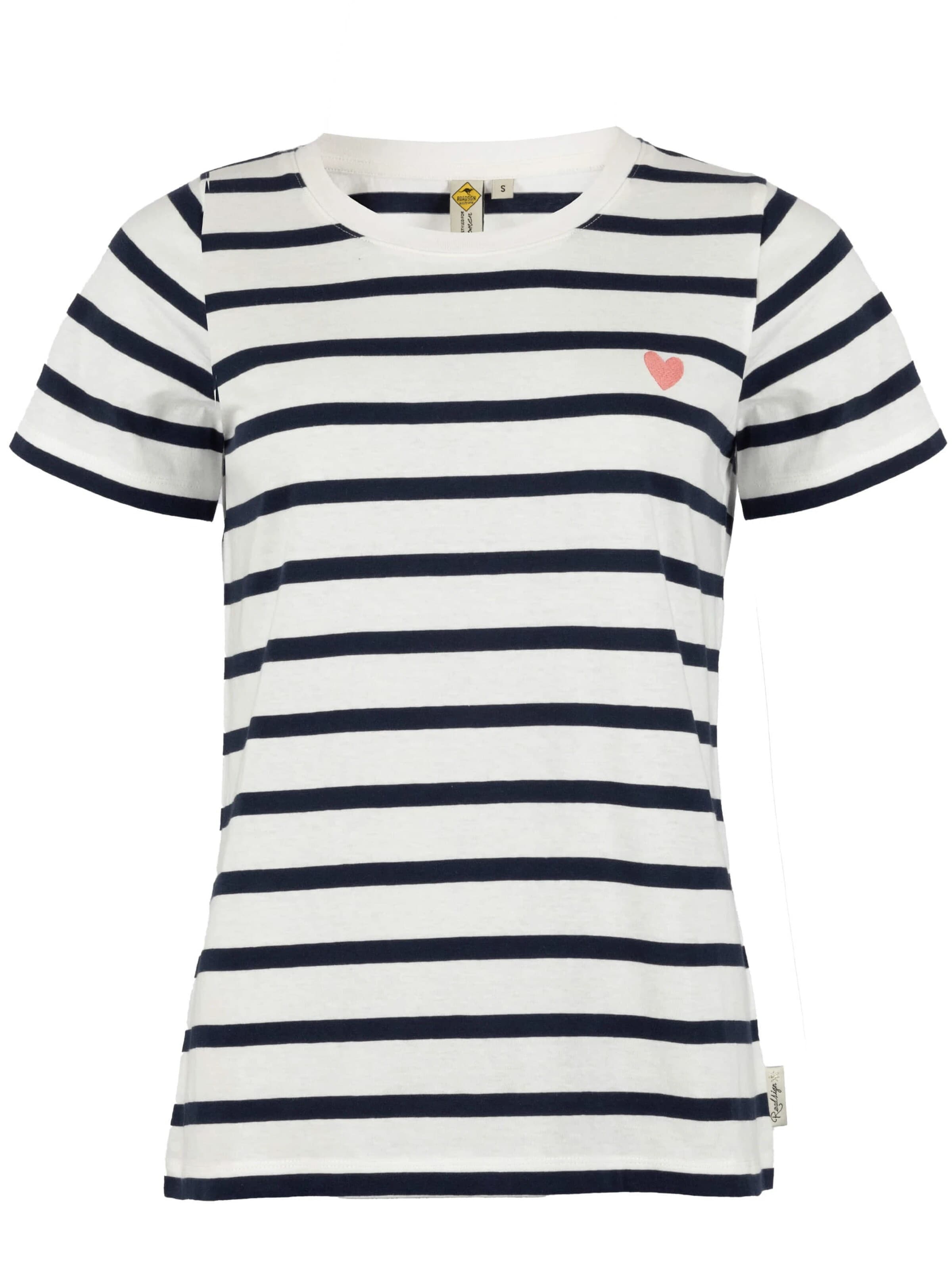 ROADSIGN australia Shirt 'T-Shirt Heart Stripes Streifenshirt aus Baumwolle im zeitlosen Design vielseitig tragbar' in Blue: front