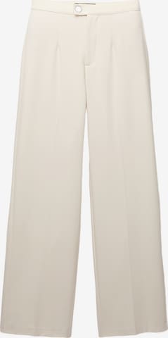 Pull&Bear Wide leg Trousers with creases in Beige: front