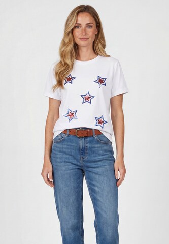 T-shirt usha BLUE LABEL en blanc : devant