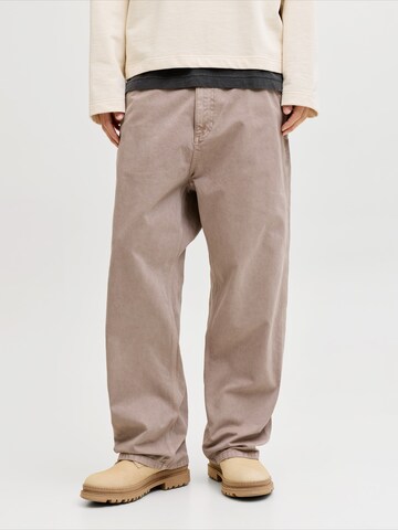 JACK & JONES Wide Leg Bukser 'JPSTALEX RAYE WORKER' i brun: forside