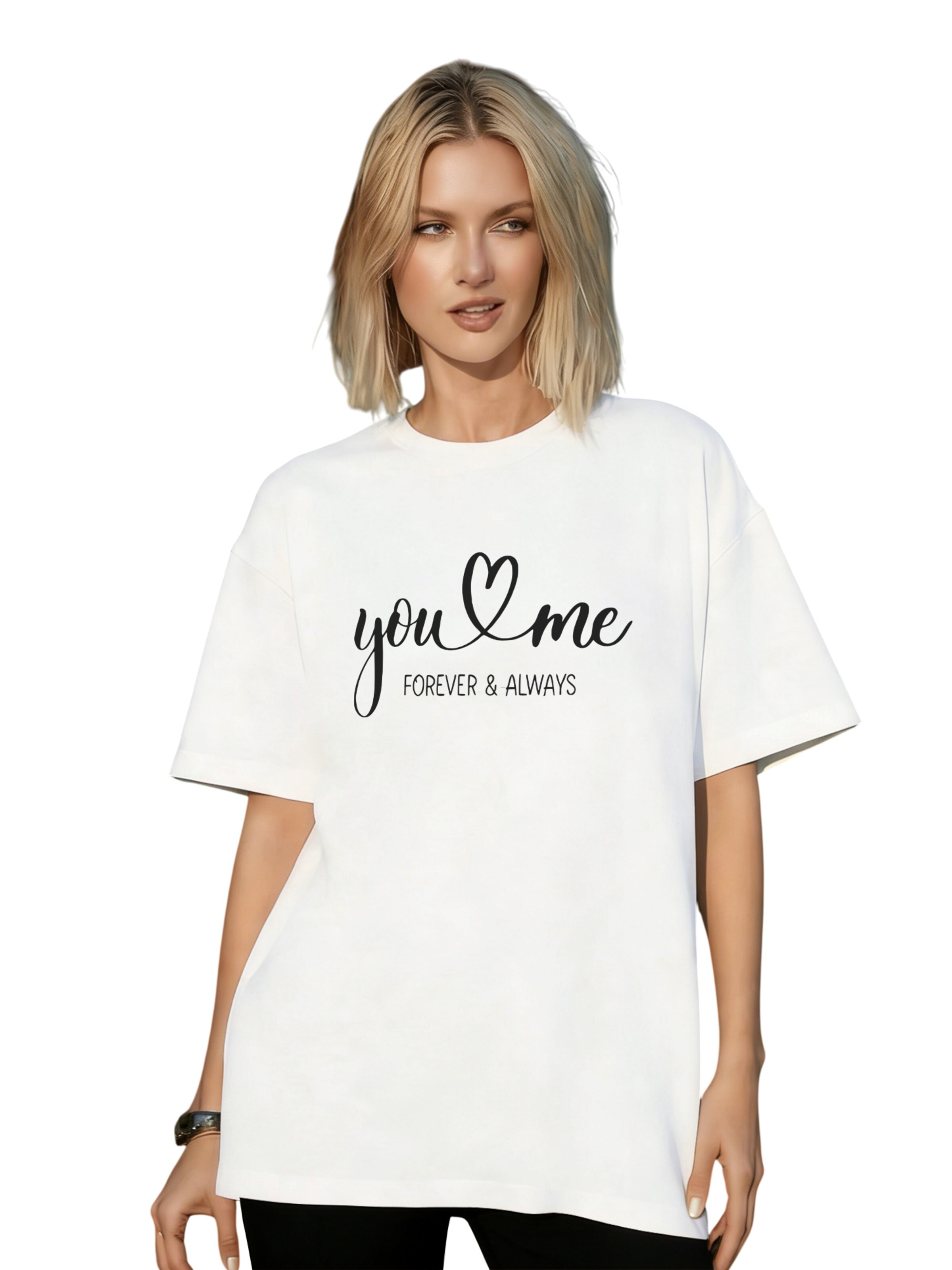 GORHEY Shirt 'Women's Oversized Summer Short-Sleeve T-Shirt, Loose Fit with Slogan Print' in White: front