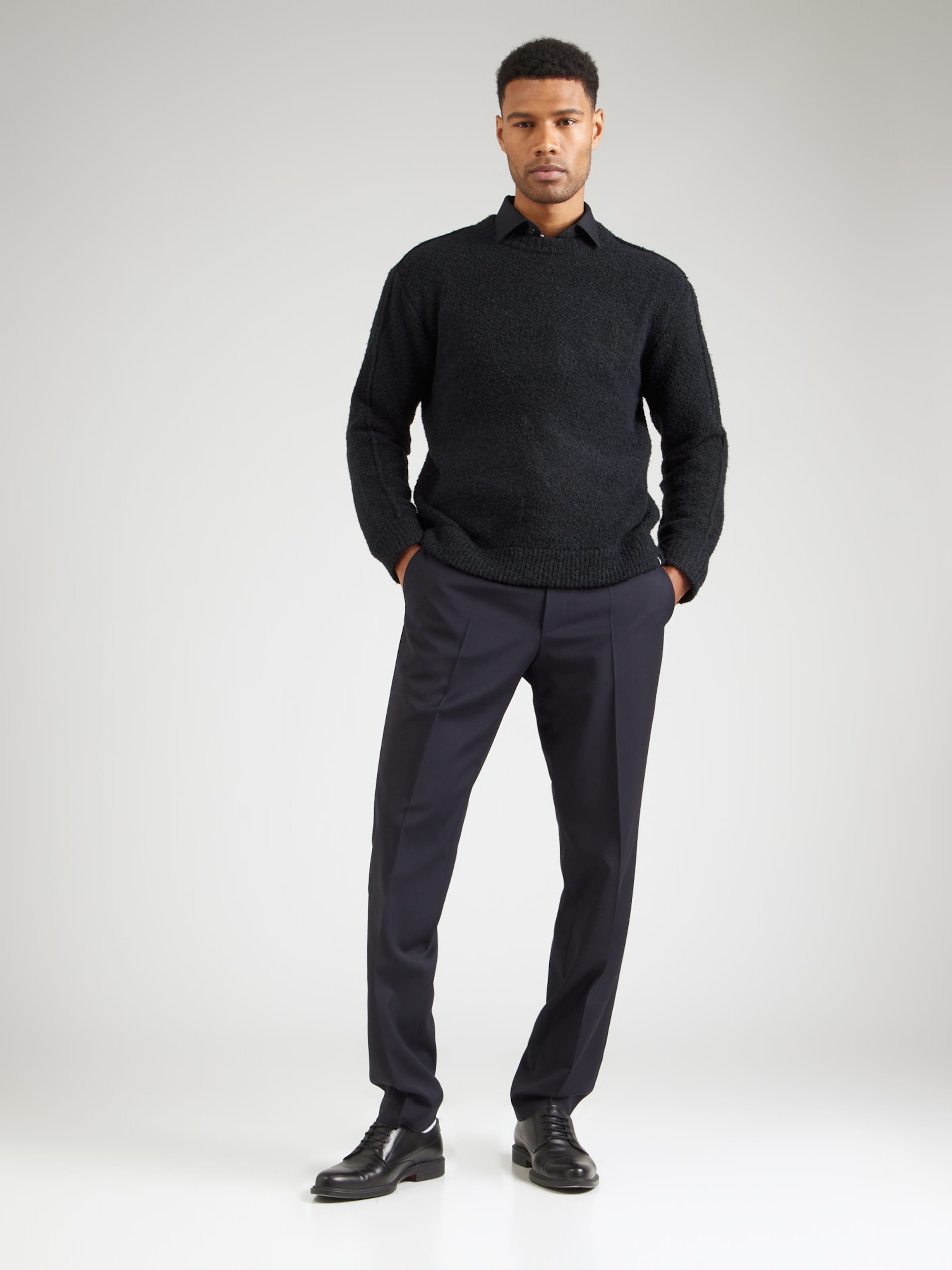 BOSS Regular Pleated Pants 'H-Lenon-MM-251' in Dark Blue | ABOUT YOU