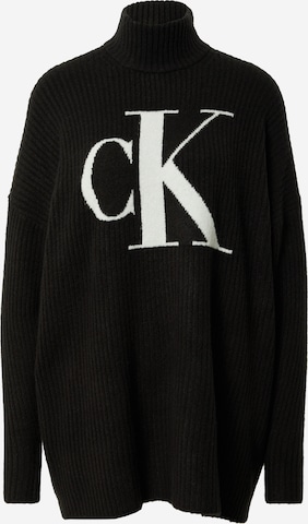 Calvin Klein Jeans Maxi svetr – černá: přední strana