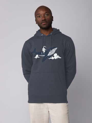 Sweat-shirt ' Spacewhale ' Watapparel en gris : devant