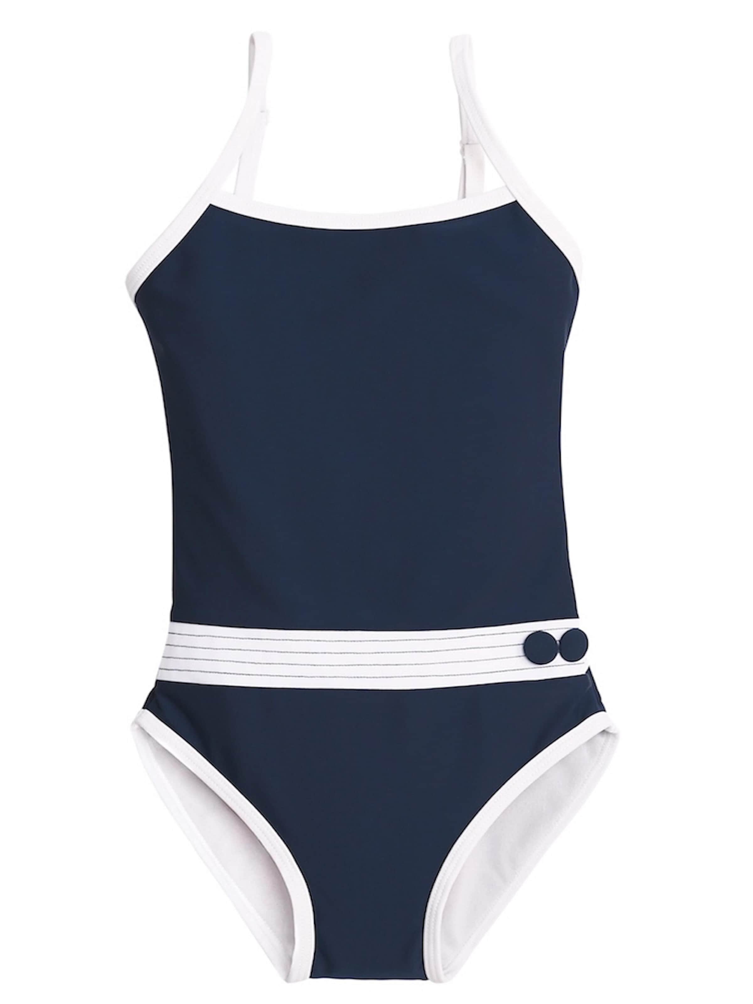 La V Swimsuit in Blue: front