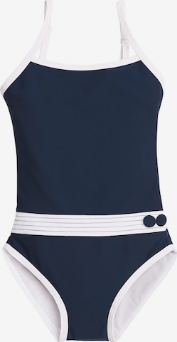 La V Swimsuit in Blue: front