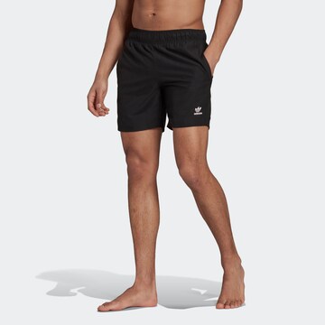 ADIDAS ORIGINALS Board Shorts 'Adicolor Essentials Trefoil' in Black: front