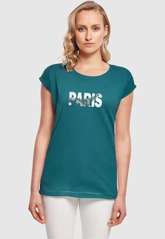 Merchcode Shirt 'Paris Eiffel Tower' in Groen: voorkant