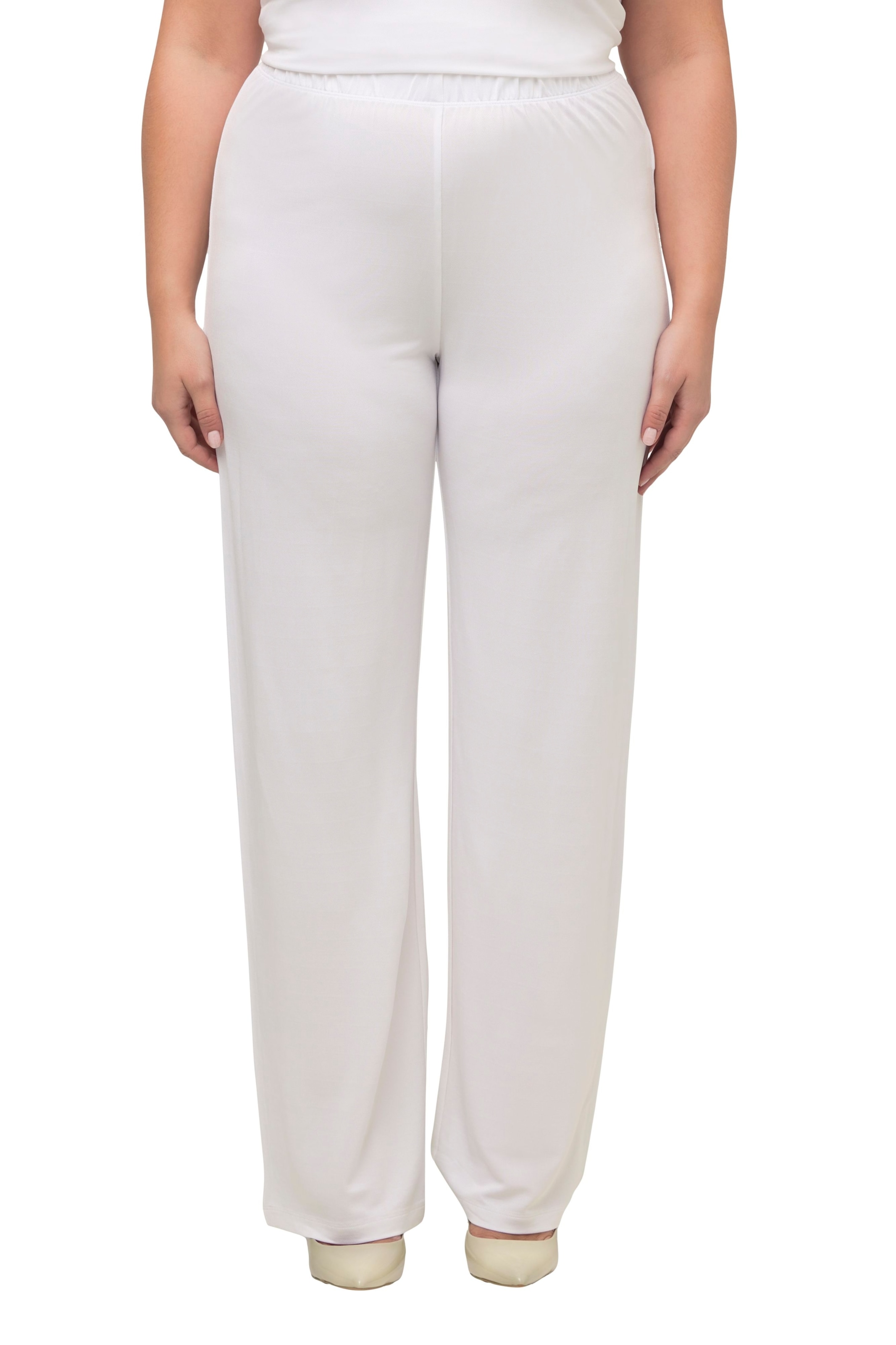 Ulla Popken Wide Leg Hose in Weiß: Vorderseite