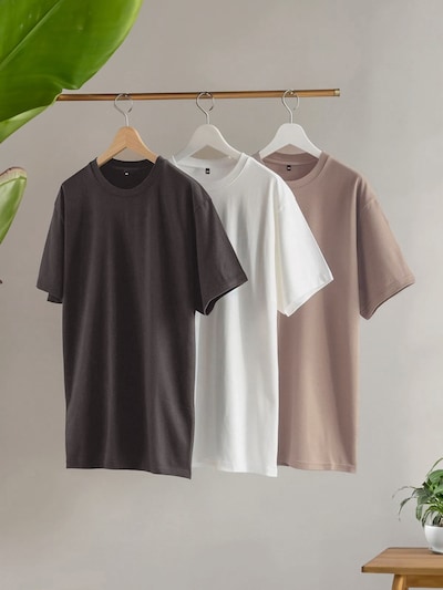 Trendyol T-Shirt en gris / anthracite / blanc, Vue avec produit