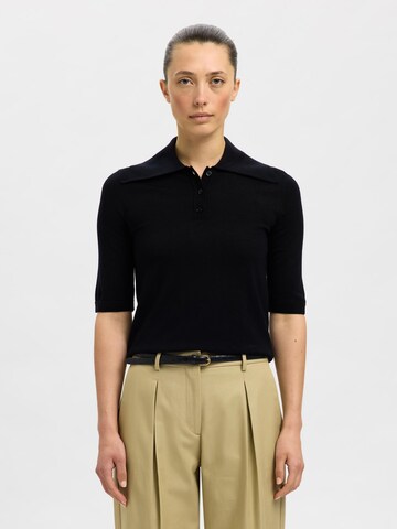 T-shirt SELECTED en noir : devant